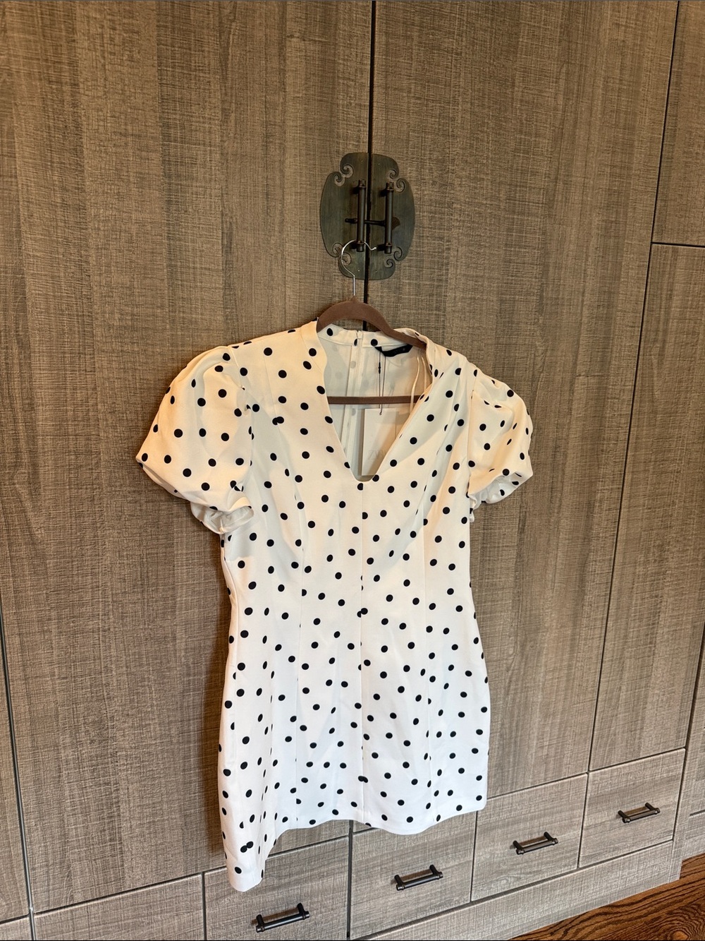 Zara Puff Sleeves Polka Dot Short Dress - Picture 14 of 17